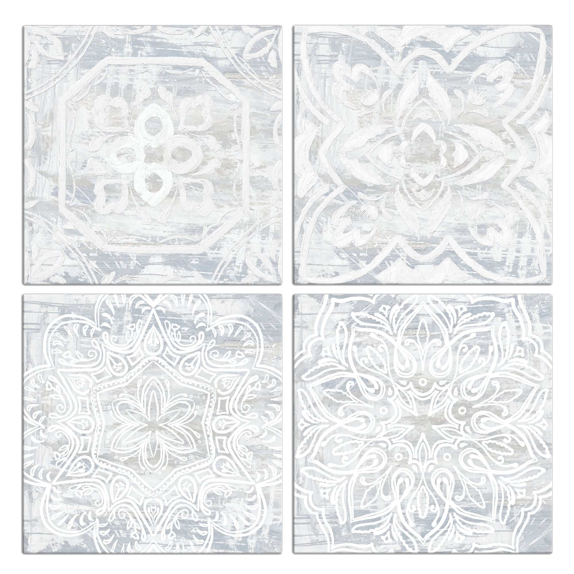 Gray Medallions 16" x 16" Canvas Wall Art - Set of 4